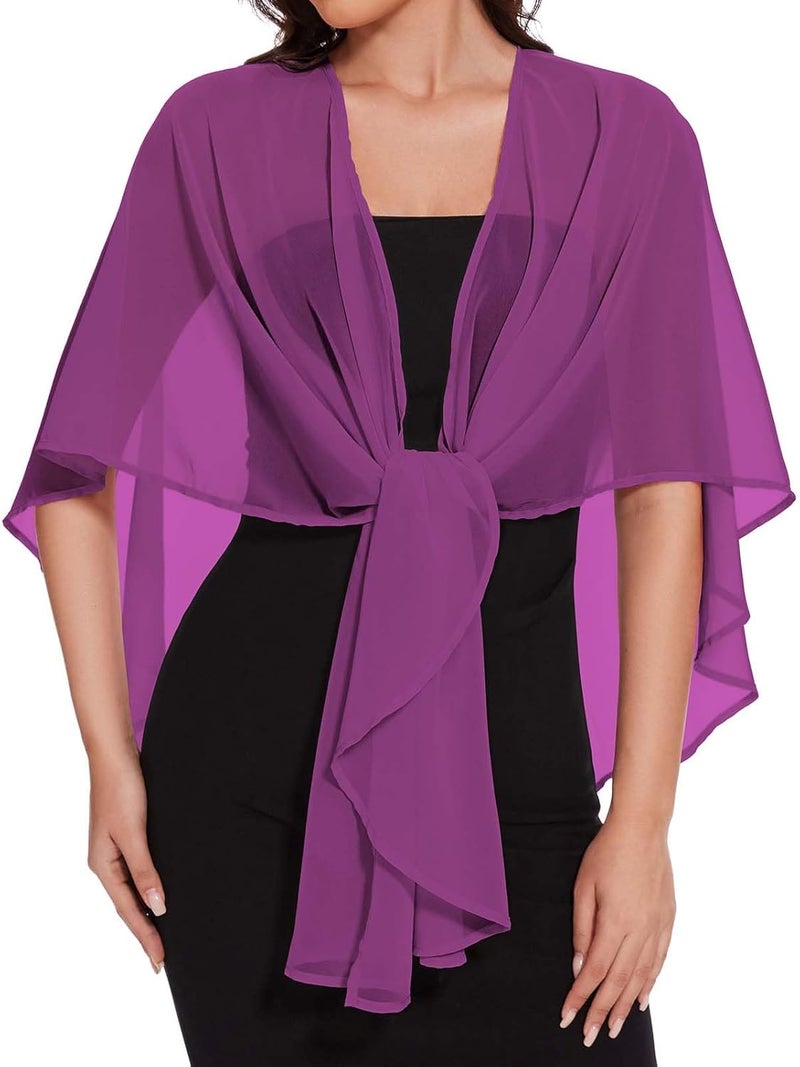 CHICGAL Shawls and Wraps for Evening Dresses Sheer Womens Chiffon Scarf Wedding Bridal Cover Up - Image 1